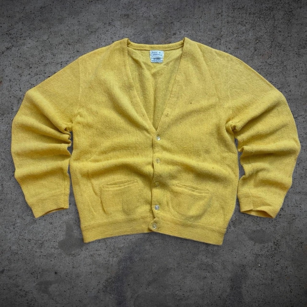 True Vintage 70's Sears Sportswear Alpaca Cardigan Sweater Size XL Grunge Preppy